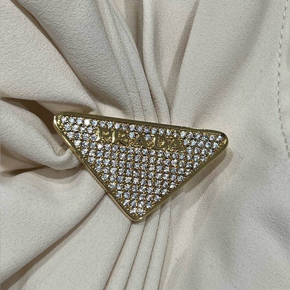 PRADA Crystal Logo pin  Brooch.